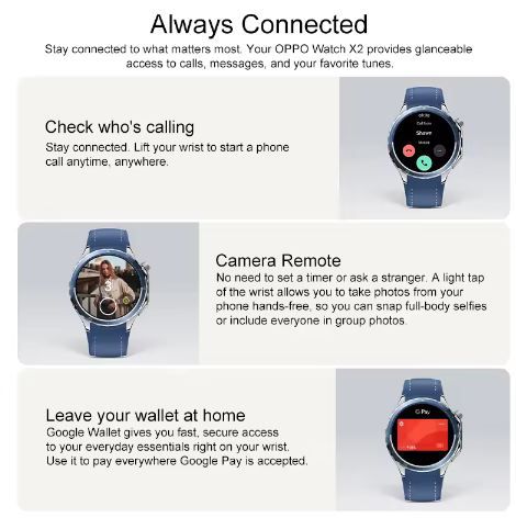 ⌚ OPPO Watch X2 1,5 AMOLED Smartwatch, 46,6mm für 186,10€ (statt 269€)
