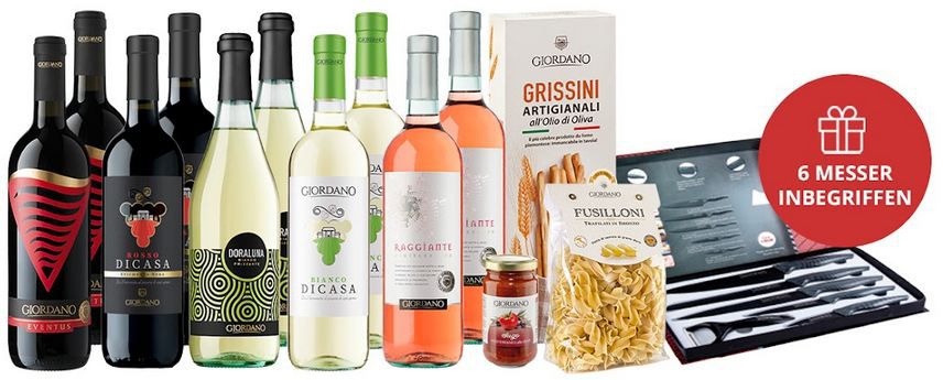 đ· 10 Flaschen Wein + 3 Delikatessen + 5-tlg. Messerset & SparschĂ€ler fĂŒr 39,99⏠đ· 10 Flaschen Wein + 3 Delikatessen + 5 tlg. Messerset & SparschĂ€ler fĂŒr 39,99âŹ