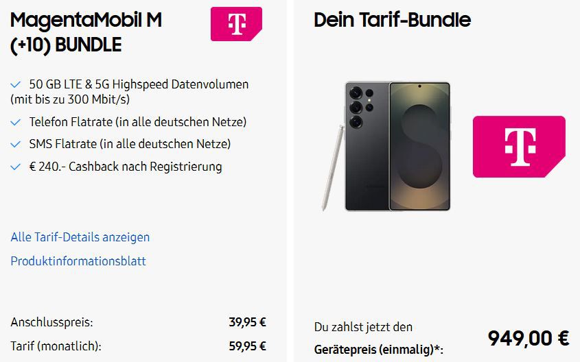 🔥 Krasser Deal! 📱Samsung S25 Ultra für 949€ + Telekom 50GB 59,95€ mtl. + 85 4K UHD TV