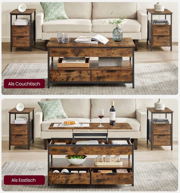 VASAGLE Couchtisch mit Schubladen für 66,99€ (statt 76€)