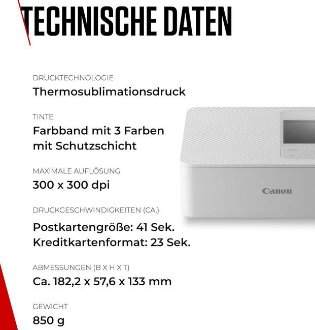 🖨️ Canon Selphy CP1500 Mini Fotodrucker, 10x15cm für 99€ (statt 109€)