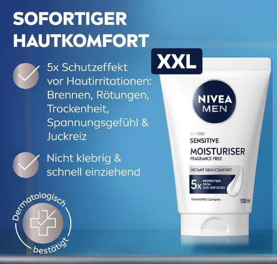 🧴 Nivea Men Sensitive Feuchtigkeitscreme, 100ml ab 7€ (statt 10€) 🧴 Nivea Men Sensitive Feuchtigkeitscreme, 100ml ab 7€ (statt 10€)