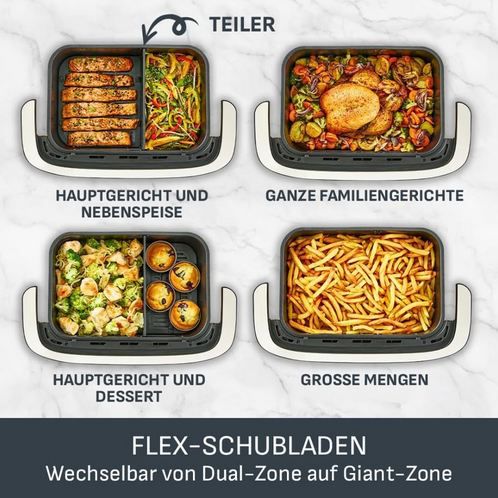 🍟 Tefal EY9228 Dual Easy Fry Flex Heißluftfritteuse, 9L für 139,99€ (statt 155€)