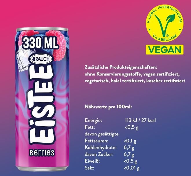 🥤 12er Pack Rauch Eistee Berries, 330ml Dosen für 7,77€ (statt 11€)