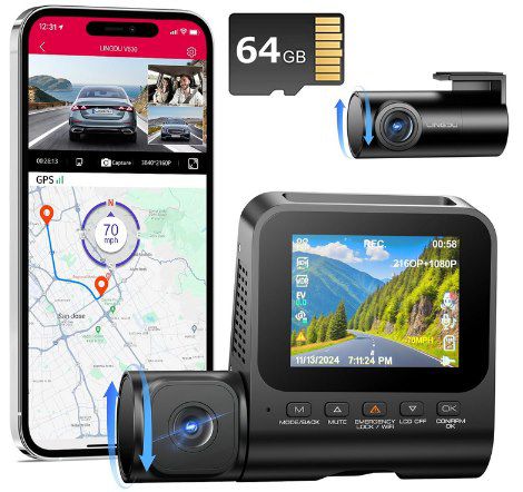 🎥 LINGDU V630 – 4K+1080P+1080P Dashcam mit GPS + Wi-Fi 6 für 64,99€ (statt 84€)