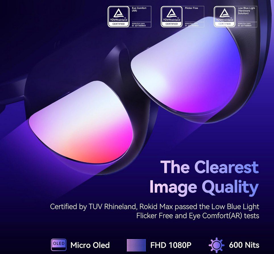 👓 Rokid Max AR Brille mit Micro OLED Virtual Theater für 189€ (statt 275€)