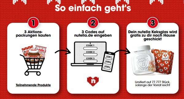 Mit Kauf von nutella Produkten Keksglas kostenlos abfassen