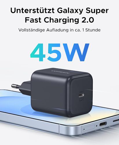 ⚡ Ugreen USB C Ladegerät 45W PPS Netzteil für 11,99€ (statt 14€)