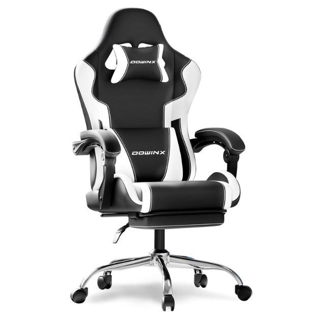 💺 Dowinx 66D58C Gamingstuhl mit Fußstütze und Massage Lendenstütze für 64,99€ (statt 100€)