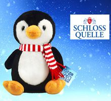 🐧 Plüsch-Pinguin gratis erhalten, außerdem Teilnahme am Schloss-Quelle X-Mas-Gewinnspiel 2025