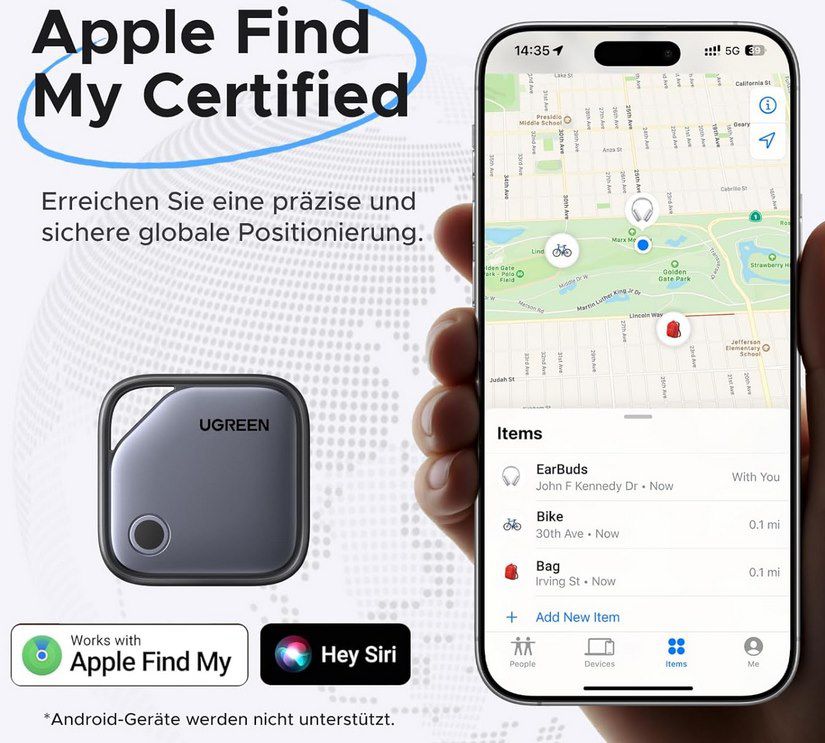 🗺️ 4x UGREEN Finetrack mit Akku & USB-C für iOS für 29,99€ (statt 40€) 🗺️ 4x UGREEN Finetrack mit Akku & USB C für iOS für 29,99€ (statt 40€)