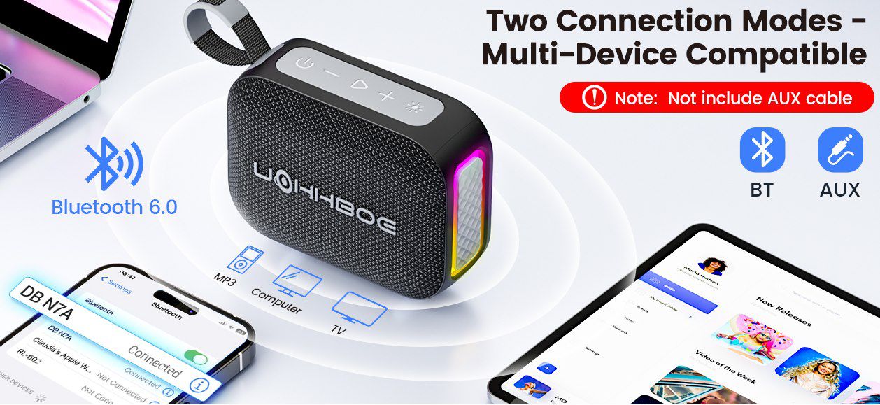 🎶 UOHHBOE N7A 20W Bluetooth 6.0 Lautsprecher mit 360° Stereo für 14,99€ (statt 25€)