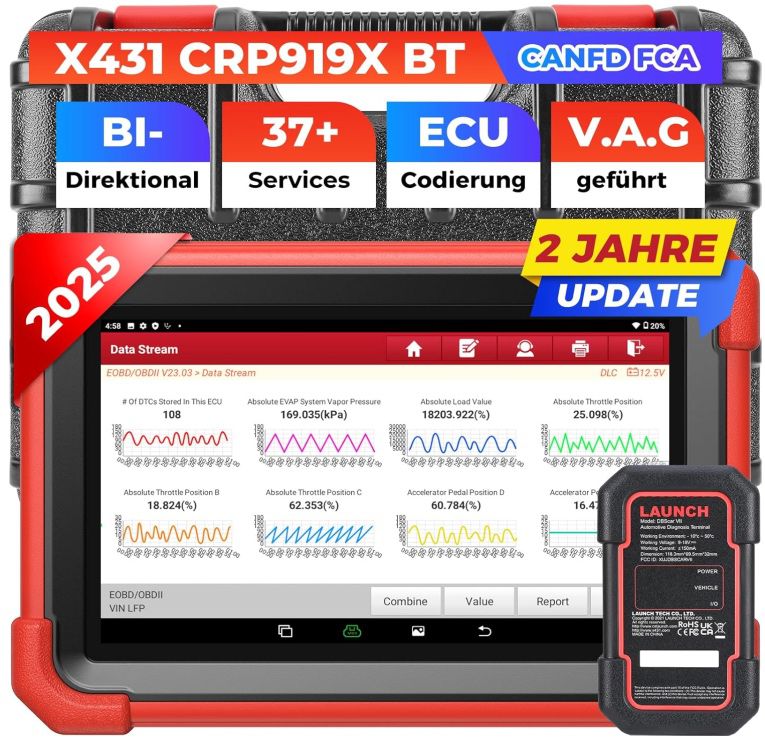 🚗 LAUNCH X431 CRP919XBT Elite OBD2 Diagnosegerät mit 37 Funktionen für 413€ (statt 479€)