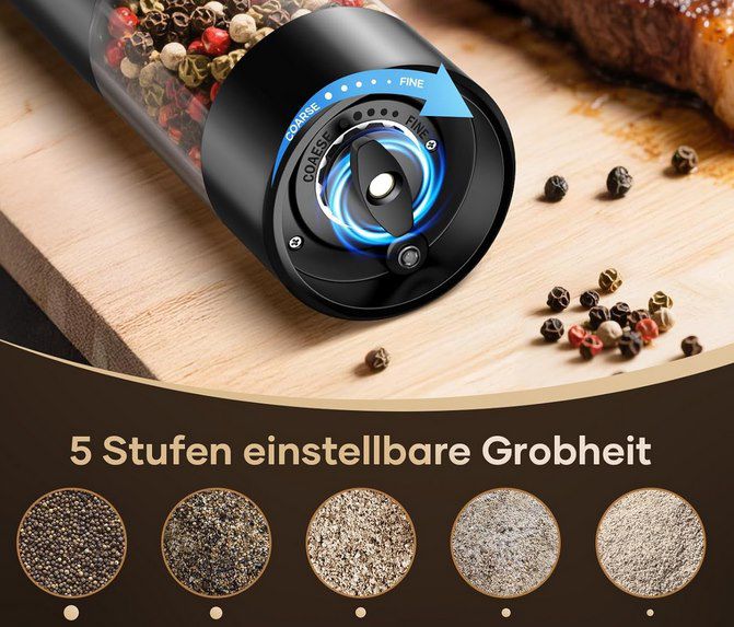 🧂 Kotopa elektr. Salz- & Pfeffermühle mit 5 Stufen für 17,92€ (statt 24€) 🧂 Kotopa elektr. Salz & Pfeffermühle mit 5 Stufen für 17,92€ (statt 24€)