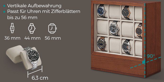 ⌚ SONGMICS Uhrenkasten mit Fenster & 12 Fächer für 59,83€ (statt 67€)