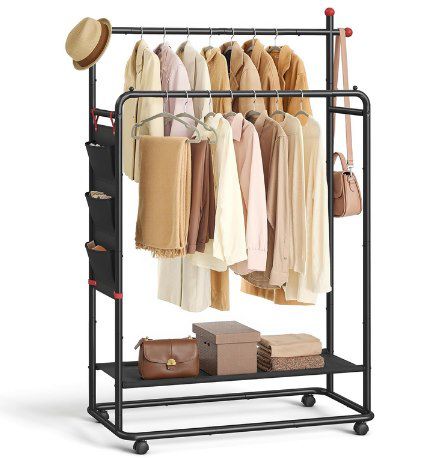 👕 SONGMICS Kleiderständer auf Rollen mit 2 Stangen für 27,99€ (statt 40€)