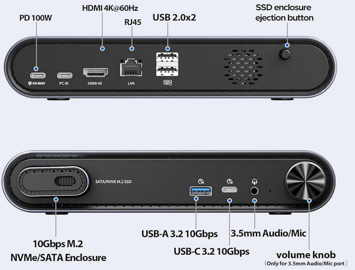 ⏏️ ORICO 10in1 USB C Dockingstation mit M.2 NVMe/SATA SSD Gehäuse für 89,99€ (statt 105€)