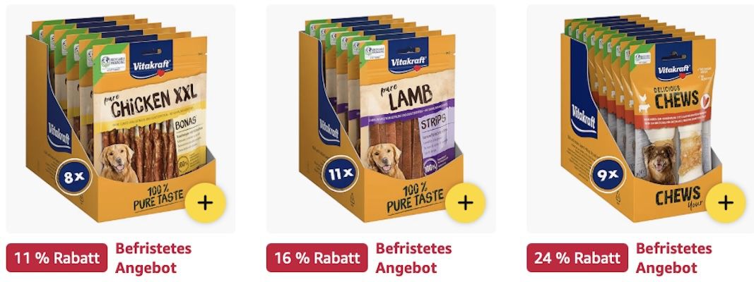 🐶 Amazon: Hundeleckerli & Snacks im Sale - Vitakraft, Pedigree & mehr z.B. Nobby Kauknoten für 7€ (statt 11€) 🐶 Amazon: Hundeleckerli & Snacks im Sale Vitakraft, Pedigree & mehr z.B. Nobby Kauknoten für 7€ (statt 11€)