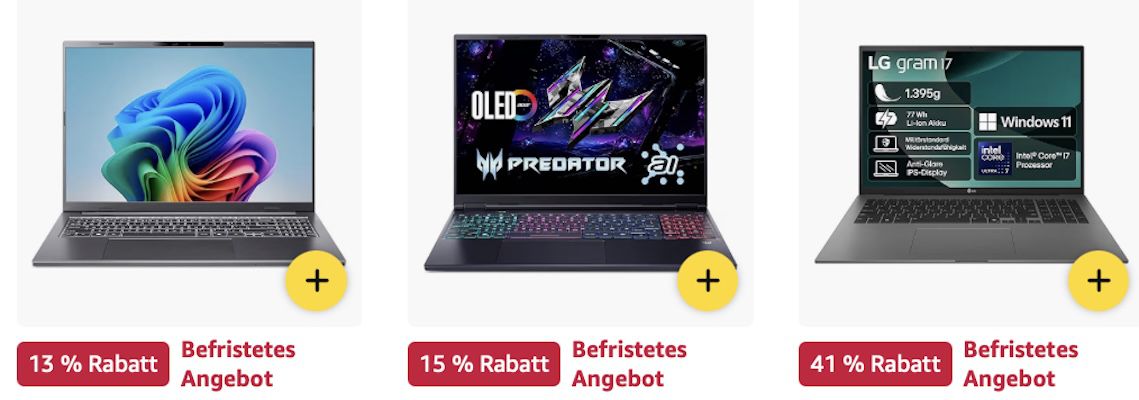 🧑‍💻 Amazon: Laptops im Last Minute Sale   Samsung, ASUS, Acer & mehr z.B. Acer Aspire 16 AI für 650€ (statt 750€)