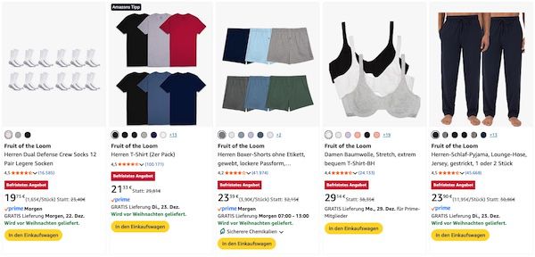 Fruit of The Loom Herren Original T. T Shirt 5er Pack je nach Größe ab 12,77€ (statt 30€)