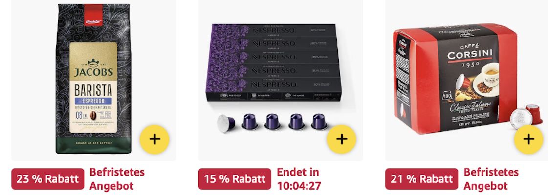 🤑🔝☕️ Amazon: Kaffeebohnen, Pads & Kapseln im Sale z.B. 180x Jacobs Kaffeekapseln Colombia für 44€ (statt 60€)
