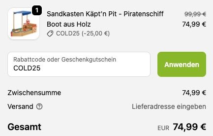 đ´ââ ď¸ Juskys Sandkasten-Piratenschiff Käptân Pit aus Holz fĂźr 74,99⏠(statt 100âŹ) đ´ââ ď¸ Juskys Sandkasten Piratenschiff Käptân Pit aus Holz fĂźr 74,99⏠(statt 100âŹ)