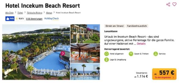 ☀️ Osterferien: Luxushotel 5⭐ Incekum Beach Resort 🇹🇷 7ÜN mit All Inkl., Flügen & Transfers ab 557€ p.P.