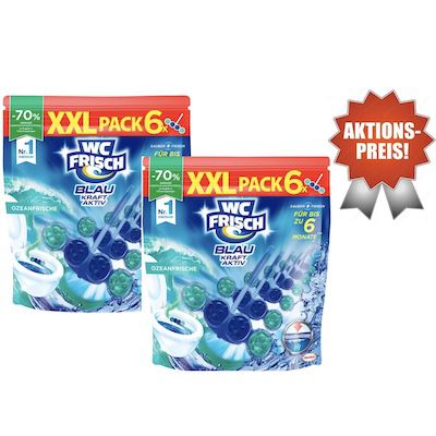 WC FRISCH Kraft Aktiv Klo Stein Duftspüler Ozeanfrische 600g 12x50gr XXL-Pack WC FRISCH Kraft Aktiv Klo Stein Duftspüler Ozeanfrische 600g 12x50gr XXL Pack