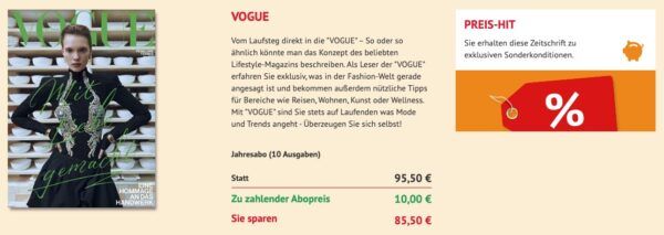 👠 Jahresabo mit 10 Ausgaben Vogue für 10€ (statt 96€) 👠 Jahresabo mit 10 Ausgaben Vogue für 10€ (statt 96€)