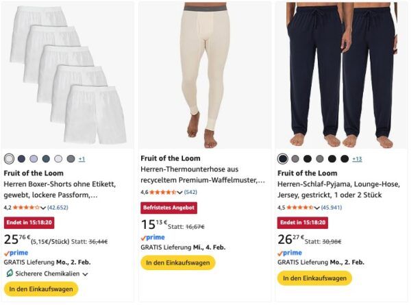 🧨 Fruit of The Loom Herren Original T Shirts 5er Pack je nach Größe ab 12,70€ (statt 36€)