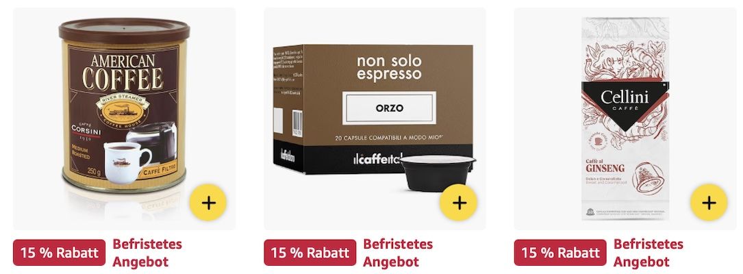 🤑🔝☕️ Amazon: Kaffeebohnen, Pads & Kapseln im Sale z.B. 4x 250g Caffè Corsini Filterkaffee für 19,42€ (statt 25€) 🤑🔝☕️ Amazon: Kaffeebohnen, Pads & Kapseln im Sale z.B. 4x 250g Caffè Corsini Filterkaffee für 19,42€ (statt 25€)