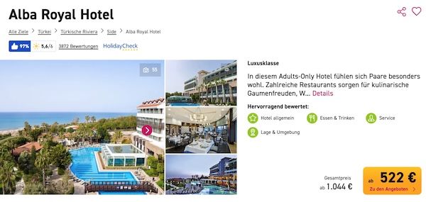 5☀️ Alba Royal Colakli (HC 97%) Side 🏖️ 1 Woche inkl. Flügen, Transfers & AI ab 522€ p.P. 5☀️ Alba Royal Colakli (HC 97%) Side 🏖️ 1 Woche inkl. Flügen, Transfers & AI ab 522€ p.P.