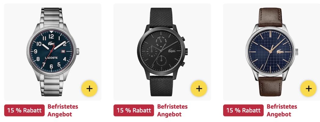 🐊 Amazon: Lacoste Sale   Uhren, Schmuck & mehr z.B. Boston Herren Chronograph für 117€ (statt 164€)