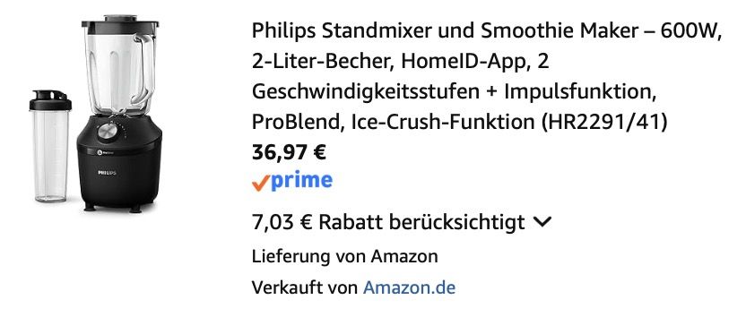 🥤 Philips Standmixer HR2291 mit Ice-Crush-Funktion für 36,97€ (statt 45€) 🥤 Philips Standmixer HR2291 mit Ice Crush Funktion für 36,97€ (statt 45€)
