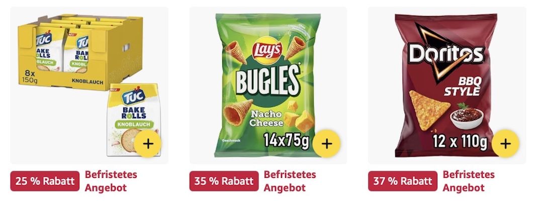 😋 Amazon: Chips und Knabbereien im Sale z.B. 1,32kg Tortilla Chips BBQ Style für 15€ (statt 24€)
