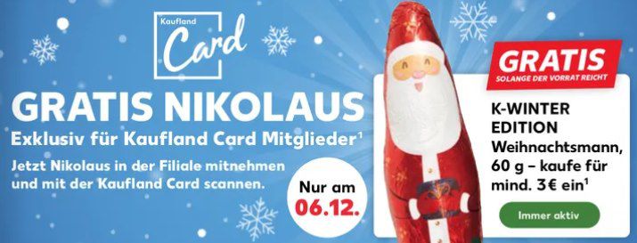 🎅 Nikolaus Aktion bei Kaufland am 06.12. für Kaufland-Card-Besitzer 🎅 Nikolaus Aktion bei Kaufland am 06.12. für Kaufland Card Besitzer