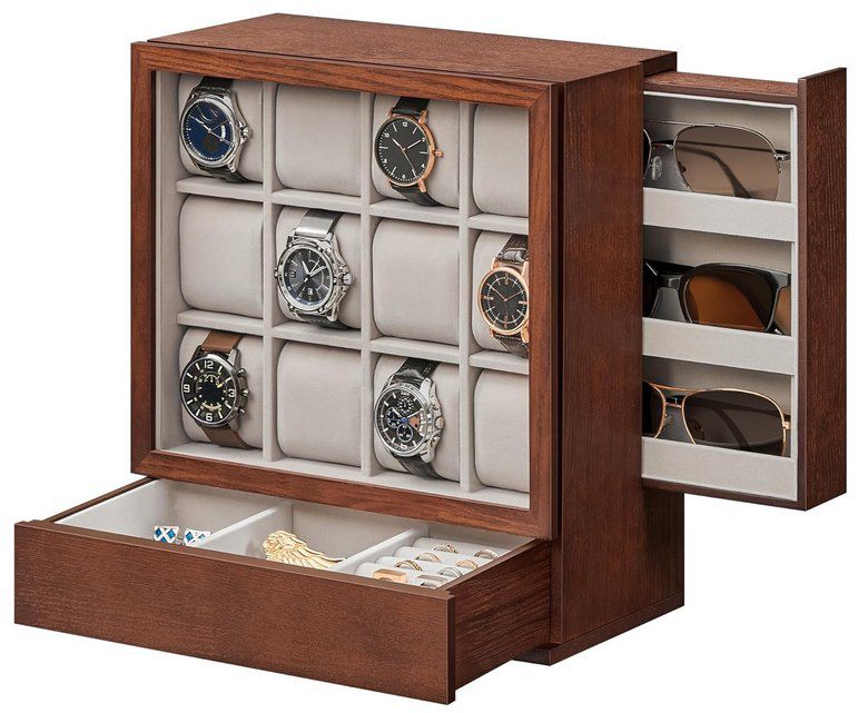 ⌚ SONGMICS Uhrenkasten mit Fenster & 12 Fächer für 59,83€ (statt 67€)