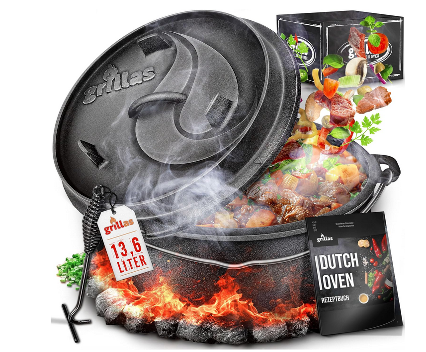 🫕 grillas Gusseisen Dutch Oven Set 4,2l + Rezeptideen für 29,99€ (statt 39€ )