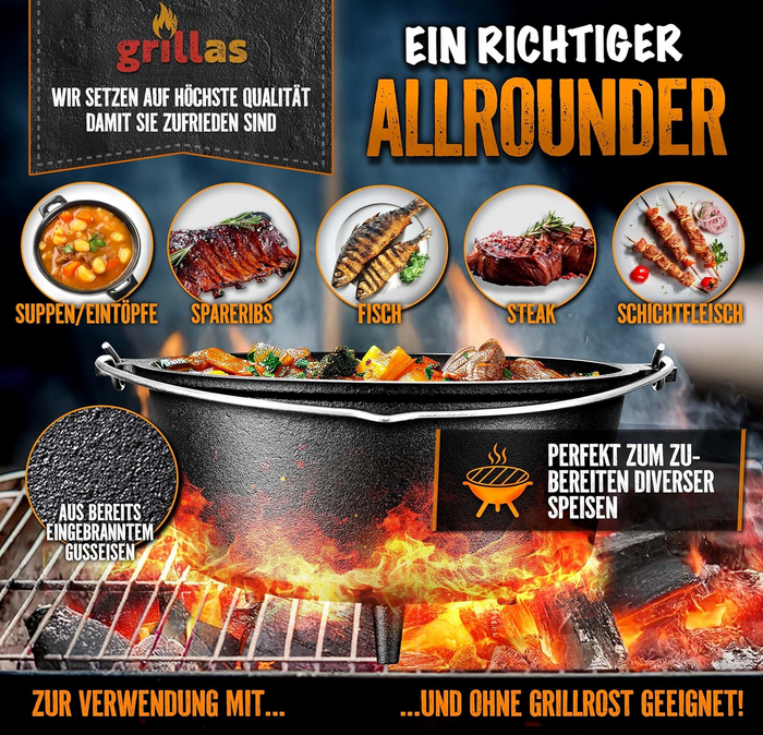 đ« grillas Gusseisen Dutch Oven Set 4,2l + Rezeptideen fĂŒr 29,99⏠(statt 39⏠) đ« grillas Gusseisen Dutch Oven Set 4,2l + Rezeptideen fĂŒr 29,99⏠(statt 39⏠)
