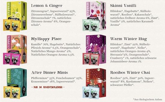 🫖 Cupper Bio Tee Adventskalender 2025 ab 1,89€ (statt 4€) 🫖 Cupper Bio Tee Adventskalender 2025 ab 1,89€ (statt 4€)