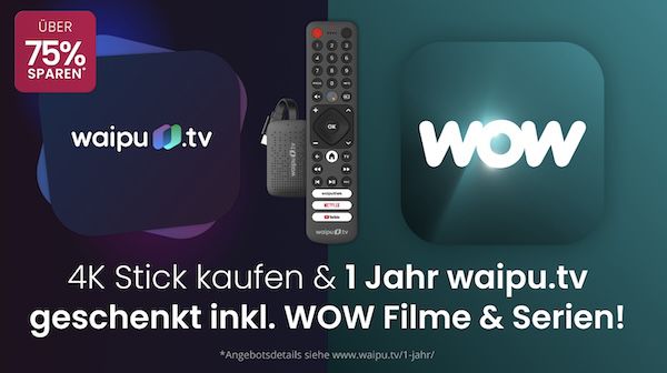 📺 12 Monate waipu.tv (+ Pay-TV) + 4K Stick + 🍿 WOW Filme & Serien für 64,98€ (statt 259€) 📺 12 Monate waipu.tv (+ Pay TV) + 4K Stick + 🍿 WOW Filme & Serien für 64,98€ (statt 259€)
