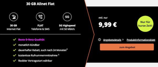 🔥 Telekom Allnet mit 30GB 5G für 9,99€ mtl. + monatlich kündbar