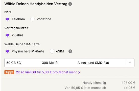 🍏 Apple iPhone 17 Pro Max für 493€ + Telekom Allnet 50GB für 44,95€ mtl. + 150€ Bonus