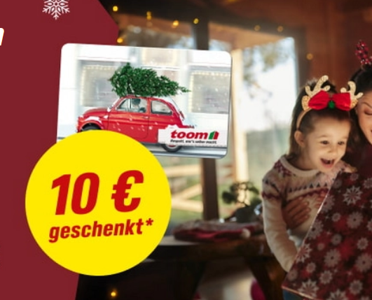 🪛🎄 Toom Baumarkt heute 50€ Geschenkgutschein kaufen und 10€ Gutschein geschenkt bekommen
