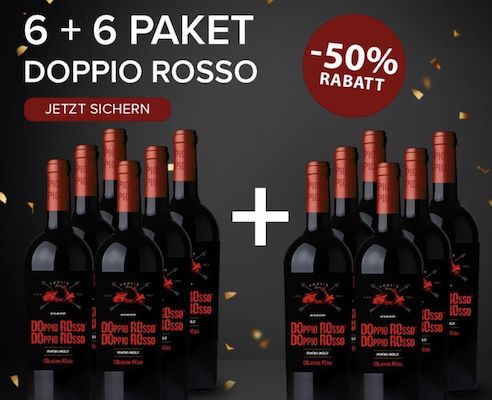 🍷 12 Flaschen Doppio Rosso (Primitivo & Merlot) für 48,60€ (statt 98€)