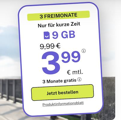 📶 bigSIM 1&1 Allnet-Flat mit 9GB 5G für nur 3,99€ mtl. + 3 Monate geschenkt