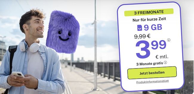 📶 bigSIM 1&1 Allnet Flat mit 9GB 5G für nur 3,99€ mtl. + 3 Monate geschenkt