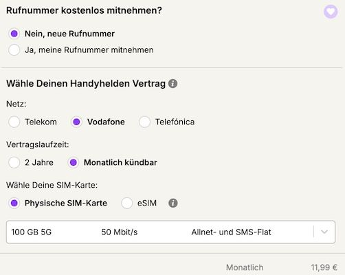 SimOnly! 📱 Vodafone Allnet Flat mit fetten 100GB 5G nur 11,99€ mtl.   monatlich kündbar!