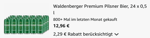 🍻 Waldenberger Premium Pilsner Bier 24 x 0,5L ab 12,96€ (statt 15€)