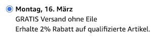 🔥 Tipp! 🤑 Amazon schenkt euch 2% Rabatt auf Lieferungen ohne Eile